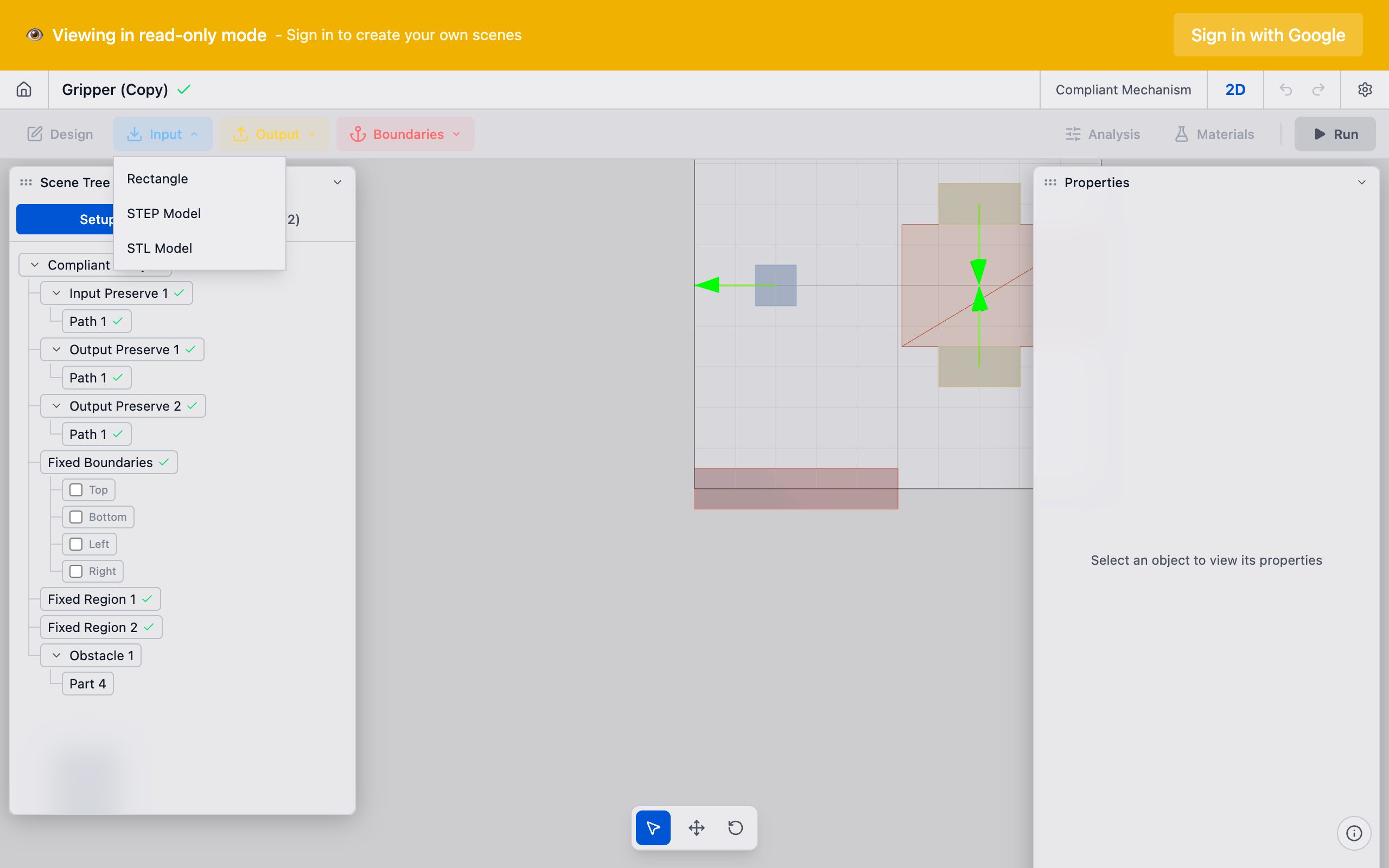 Adding an input preserve from the toolbar