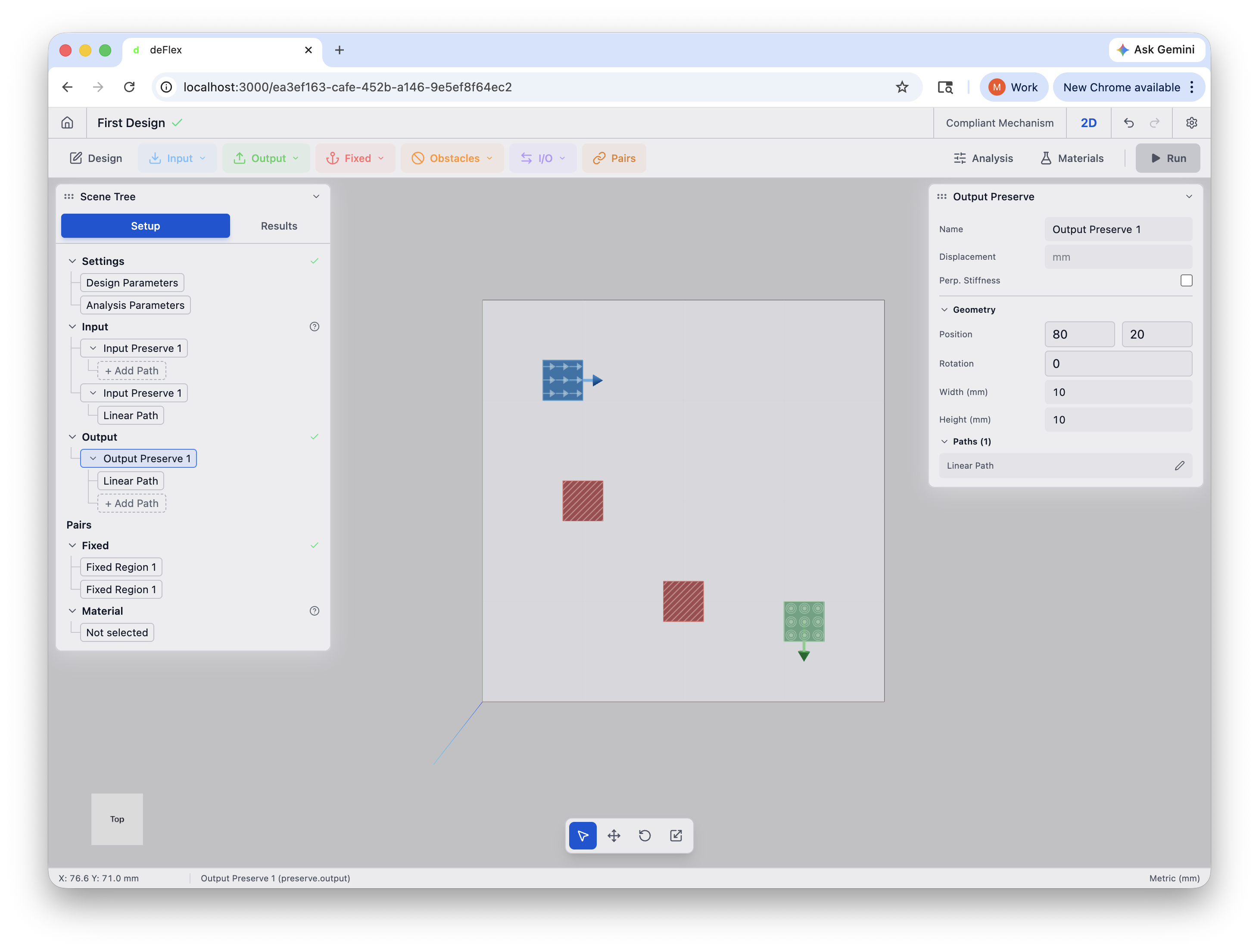Output pad placed near the bottom-right of the plate