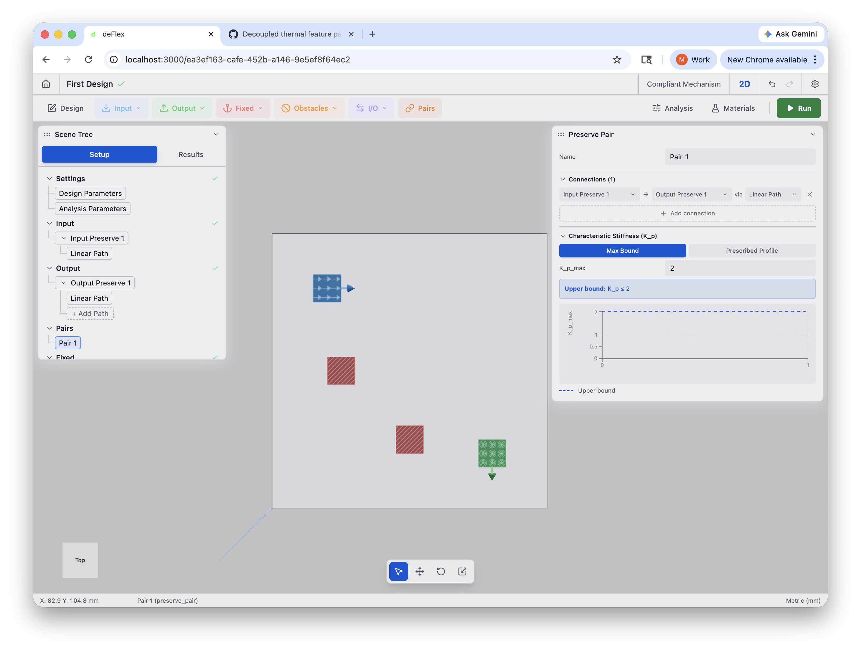 Pair linking input to output with K_p_max set