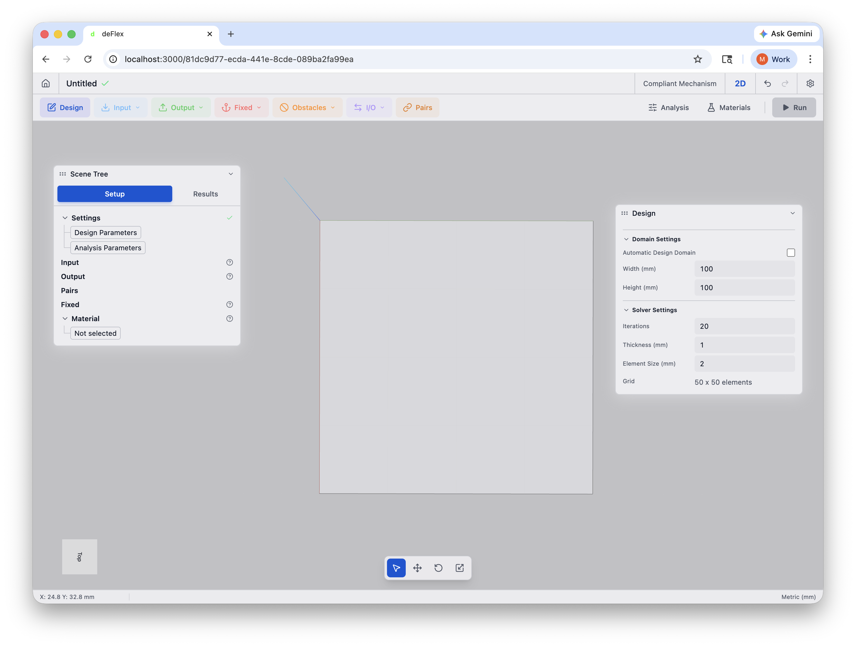 Plate added to the viewport with dimensions set