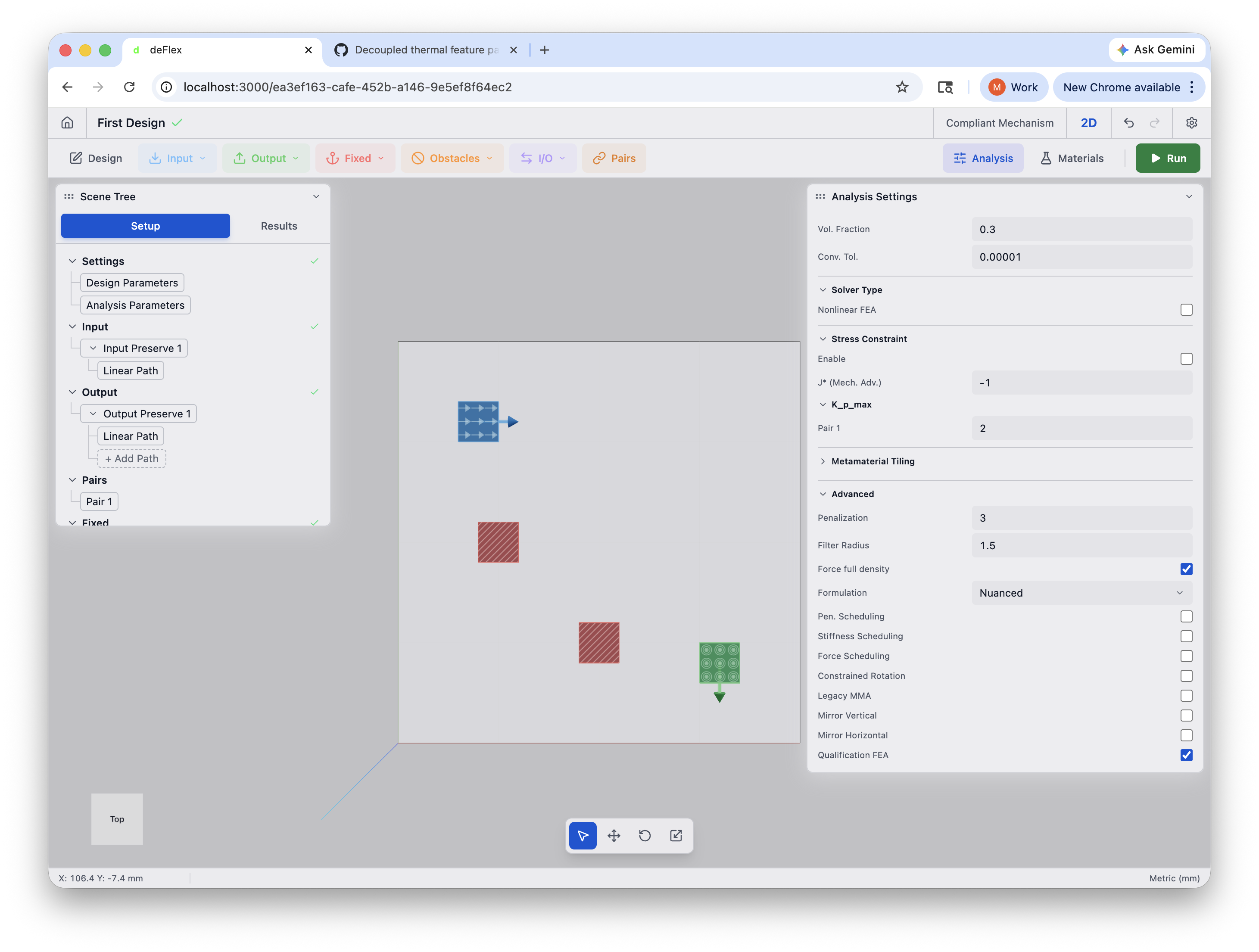 Solver settings in the properties panel