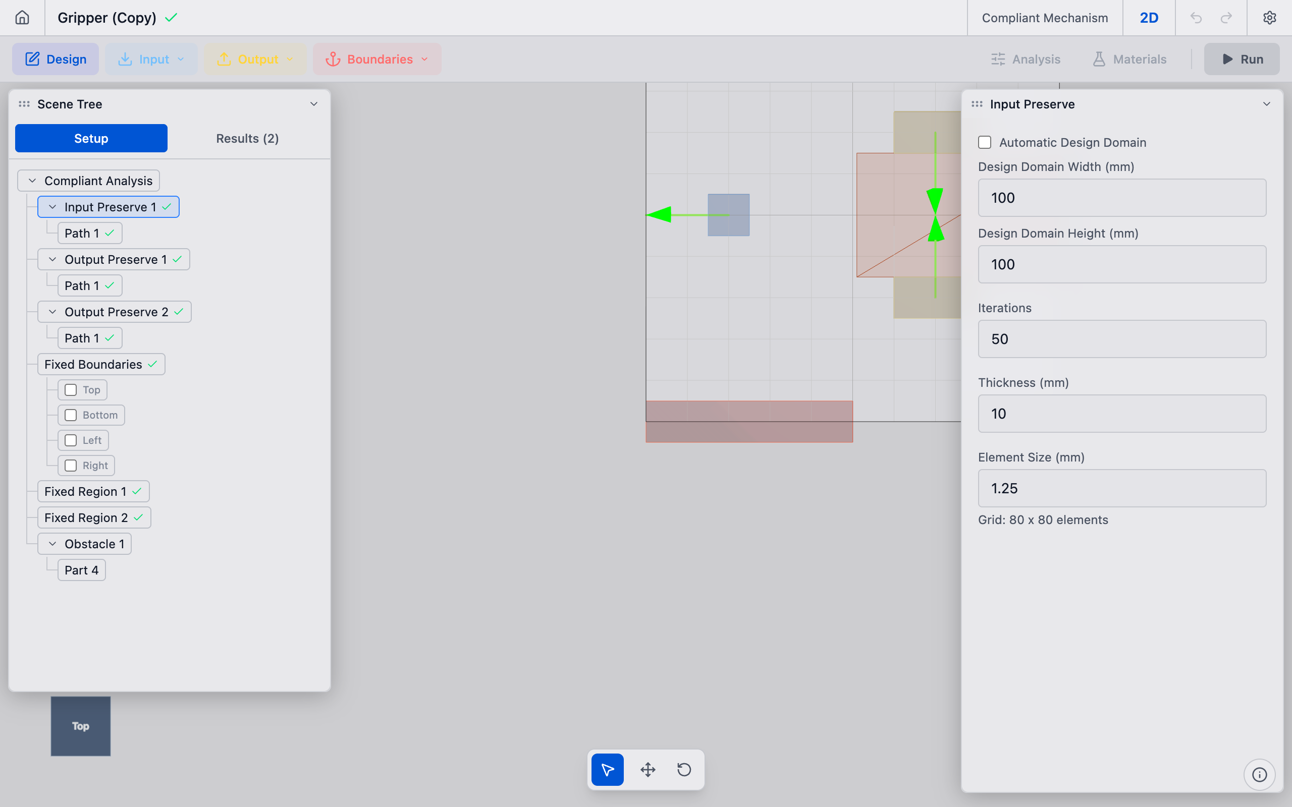 Design Settings panel in the toolbar
