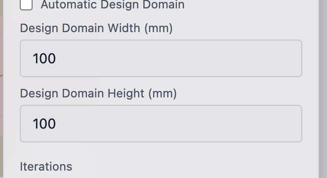 Setting width and height for the design domain